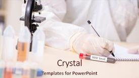  Presentation with testing blood - Presentation theme having medical hematology - young handsome lab assistant testing background and a lemonade colored foreground