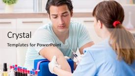  Presentation with hematology - Beautiful presentation theme featuring medical hematology - young patient during blood test backdrop and a lemonade colored foreground