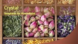  Presentation with tea - Presentation theme consisting of medical herbs - assortment of dried tea background and a tawny brown colored foreground