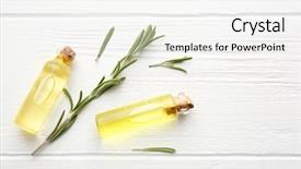  Presentation with essential oil - Audience pleasing slide set consisting of medical herbs - bottles of coniferous essential oil backdrop and a white colored foreground