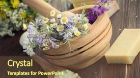  Presentation with medical spa - Presentation theme enhanced with medical herbs - natural herbal products spa cosmetics background and a tawny brown colored foreground