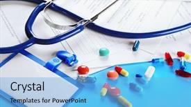  Presentation with workplace violence close up - PPT layouts having medical history - doctor workplace close up background and a light blue colored foreground