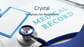  Presentation with workplace - Audience pleasing presentation consisting of medical history - doctor workplace close up backdrop and a cool aqua colored foreground