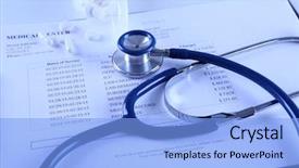  Presentation with workplace - Slide deck consisting of medical history - doctor workplace close up background and a  colored foreground