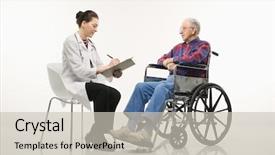  Presentation with doctor taking care of baby - Cool new slides with medical history - mid-adult caucasian female doctor taking backdrop and a  colored foreground