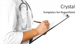  Presentation with history - Beautiful presentation featuring medical history - report in a hand is backdrop and a  colored foreground