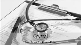  Presentation with clipboard stethoscope - Presentation theme having medical history on clipboard with stethoscope on light background background and a light gray colored foreground