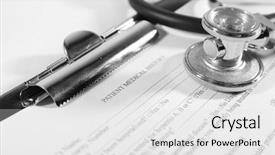  Presentation with clipboard stethoscope - Slide deck consisting of medical history on clipboard background and a white colored foreground