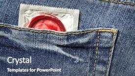  Presentation with condom - Slides with medical hiv - condom in the blue jeans background and a ocean colored foreground