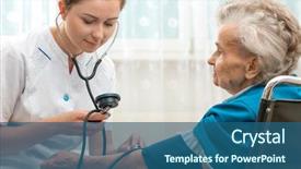  Presentation with blood pressure - Cool new theme with medical home care - female nurse measuring blood pressure backdrop and a  colored foreground