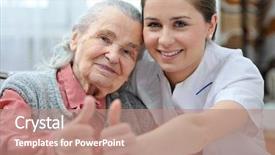  Presentation with nurse care - Cool new theme with medical home care - senior woman and female nurse backdrop and a coral colored foreground