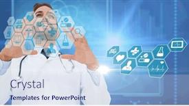  Presentation with medical technology - Presentation enhanced with medical-icons-against-caucasian-male background and a  colored foreground
