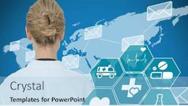  Presentation with medical technology - Theme with medical-icons-against-rear-view background and a light blue colored foreground