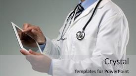  Presentation with digital industry - Presentation with medical industry - doctor using digital tablet background and a light gray colored foreground