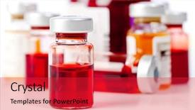  Presentation with vials - Colorful PPT layouts enhanced with medical industry - medicine vials backdrop and a red colored foreground