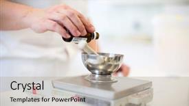  Presentation with medical worker - Presentation design featuring medical industry production - worker's background and a light gray colored foreground