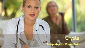  Presentation with elderly home - Beautiful slide set featuring medical information - nurse visiting an elderly patient backdrop and a tawny brown colored foreground