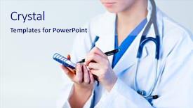  Presentation with writing education female writer - Amazing PPT layouts having medical information - young female doctor writing backdrop and a sky blue colored foreground