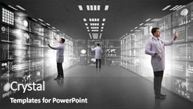  Presentation with medical innovation - Beautiful slides featuring medical innovation - concept of telemedicine with male backdrop and a dark gray colored foreground