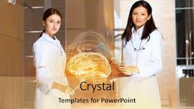  Presentation with medical innovation - Presentation design having medical innovation - image of two women doctors background and a  colored foreground