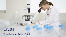  Presentation with medical innovation - Presentation design featuring medical innovation - side view of a female background and a sky blue colored foreground