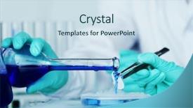  Presentation with chemical experiment - Presentation theme having medical instruments - chemical experiment background and a sky blue colored foreground