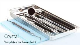  Presentation with tools - Audience pleasing slides consisting of medical instruments - dentist tools isolated on white backdrop and a  colored foreground