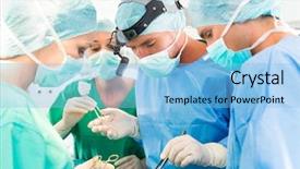  Presentation with emergency room - PPT theme having medical instruments - hospital - surgery team background and a light blue colored foreground