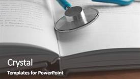  Presentation with medical book - Colorful PPT theme enhanced with medical instruments - stethoscope on a book close backdrop and a dark gray colored foreground