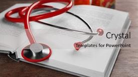  Presentation with medical instruments - Slide set with medical instruments - stethoscope on a book background and a light gray colored foreground