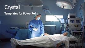  Presentation with medical instruments - Audience pleasing presentation theme consisting of medical instruments - surgeon and patient in operative backdrop and a dark gray colored foreground