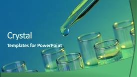  Presentation with tubes - Amazing slide deck having medical instruments - test-tubes with liquid on blue backdrop and a ocean colored foreground