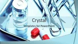  Presentation with medical instruments - Presentation theme enhanced with medical instruments in a steel background and a light blue colored foreground