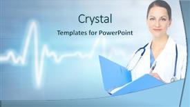  Presentation with doctor family - PPT theme with medical insurance - family doctor over blue background background and a sky blue colored foreground