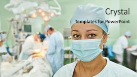  Presentation with cardiac surgery - Slide set consisting of medical insurance - portrait of surgeon nurse background and a soft green colored foreground