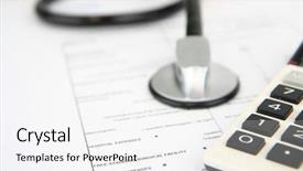  Presentation with paperwork - Presentation having medical insurance paperwork background and a white colored foreground