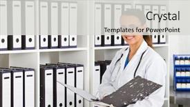  Presentation with medical records - PPT theme consisting of searching for patient's records background and a light gray colored foreground