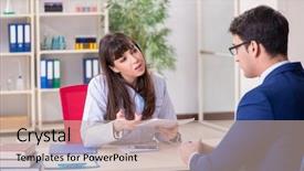  Presentation with health - Amazing PPT layouts having medical interview - businessman discussing health issues backdrop and a coral colored foreground