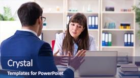  Presentation with doctor discussing parents - Slide deck enhanced with medical interview - businessman discussing health issues background and a navy blue colored foreground