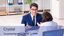  Presentation with doctor discussing parents - PPT layouts featuring medical interview - businessman discussing health issues background and a  colored foreground