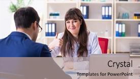  Presentation with doctor discussing parents - Cool new PPT theme with medical interview - businessman discussing health issues backdrop and a  colored foreground