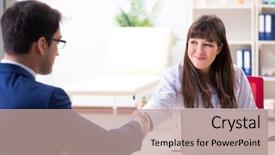  Presentation with doctor discussing family - PPT layouts consisting of medical interview - businessman discussing health issues background and a coral colored foreground