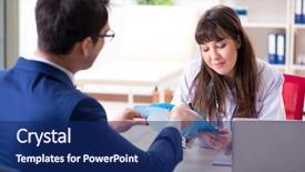  Presentation with health - Presentation design enhanced with medical interview - businessman discussing health issues background and a  colored foreground