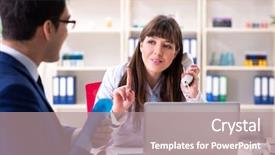  Presentation with health - Presentation theme featuring medical interview - businessman discussing health issues background and a  colored foreground