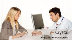  Presentation with interview - Theme enhanced with medical interview - doctors call patient and doctor background and a coral colored foreground