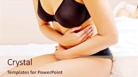  Presentation with kneeling - Slides having medical intestinal - young woman with stomach ache background and a lemonade colored foreground