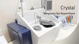  Presentation with lab automation - Audience pleasing PPT theme consisting of medical lab automation - biochemical analyzer backdrop and a  colored foreground