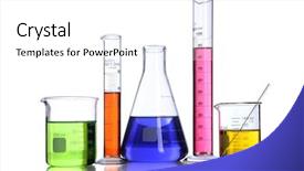  Presentation with beakers - Theme enhanced with medical lab green - beakers and laboratory glassware isolated background and a white colored foreground