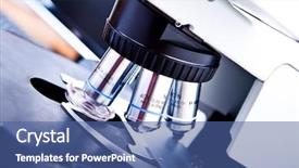  Presentation with microscope - Theme with medical laberatory technology - horizontal image of the microscope background and a ocean colored foreground
