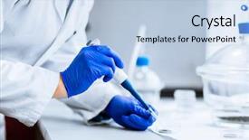  Presentation with scientific research - PPT theme consisting of medical laboratory science - hands of a researcher carrying background and a light blue colored foreground